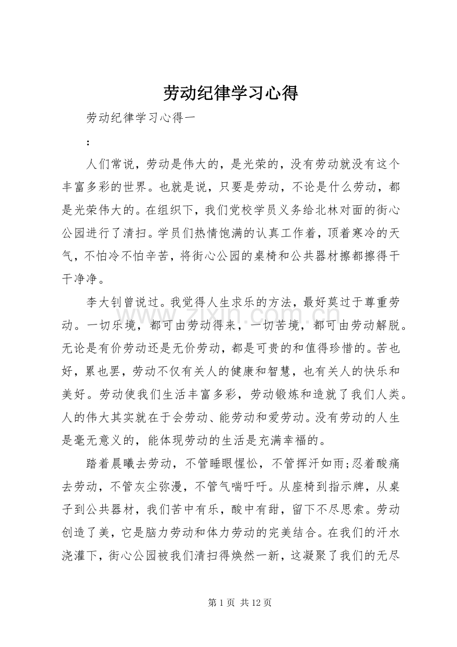 劳动纪律学习心得.docx_第1页