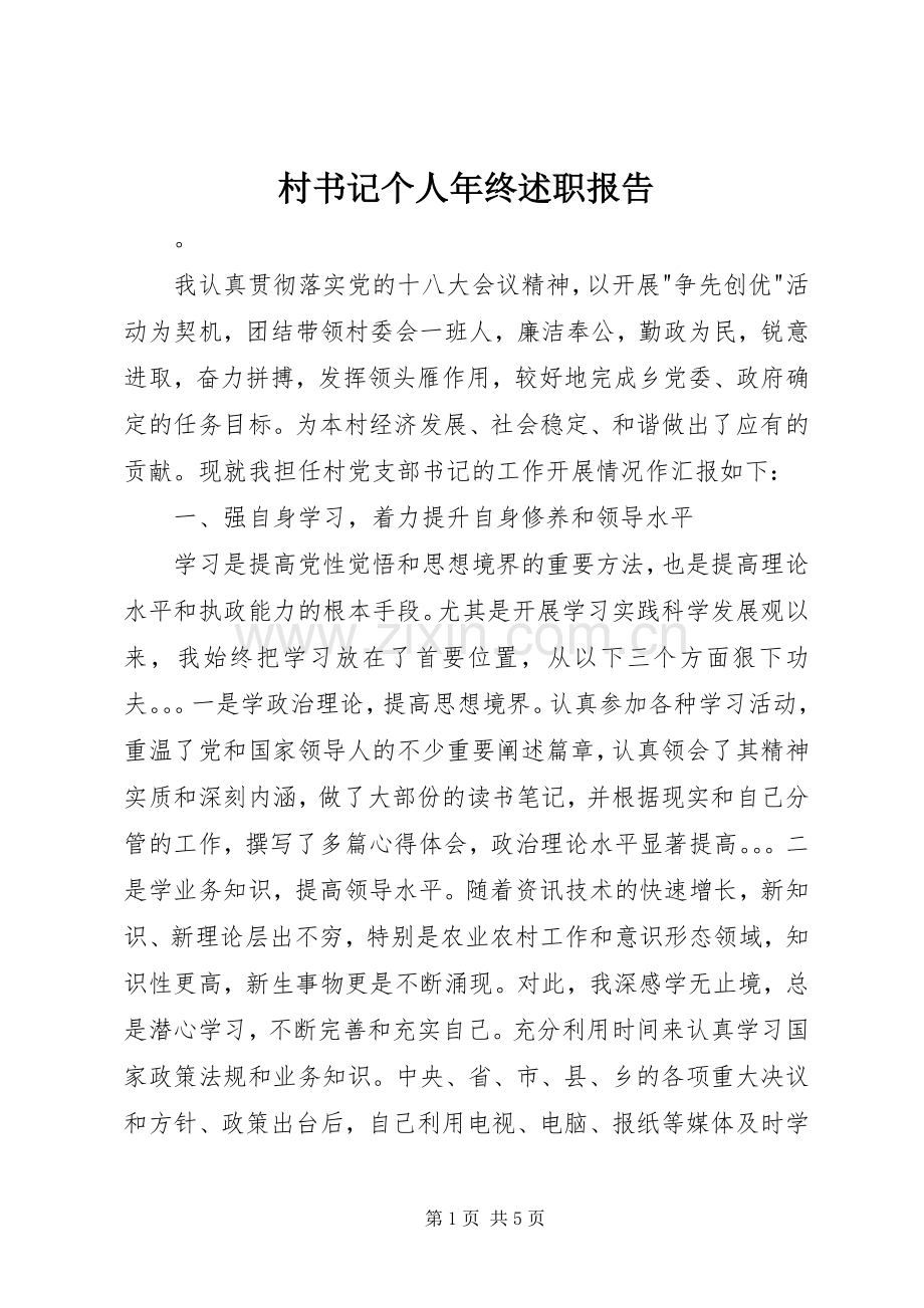 村书记个人年终述职报告.docx_第1页