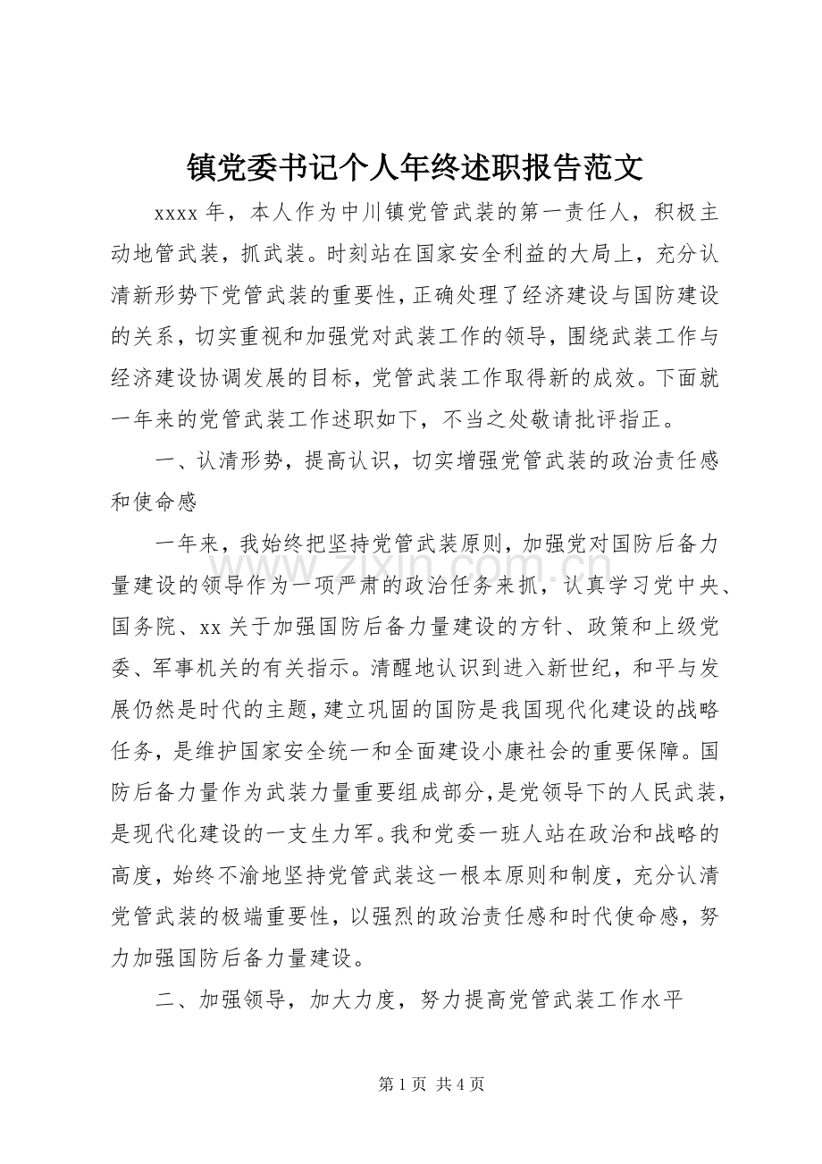 镇党委书记个人年终述职报告范文.docx_第1页