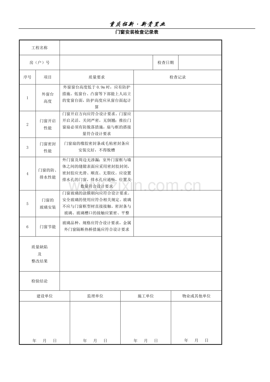 塑钢门窗工程质量检查表.doc_第2页