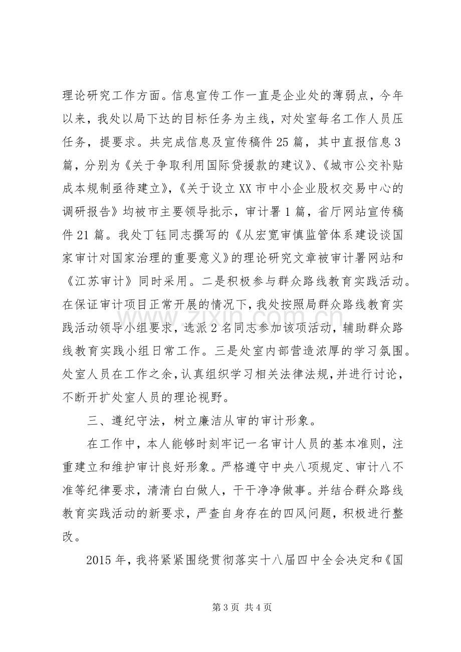 市审计局企业处处长XX年述职述廉报告.docx_第3页