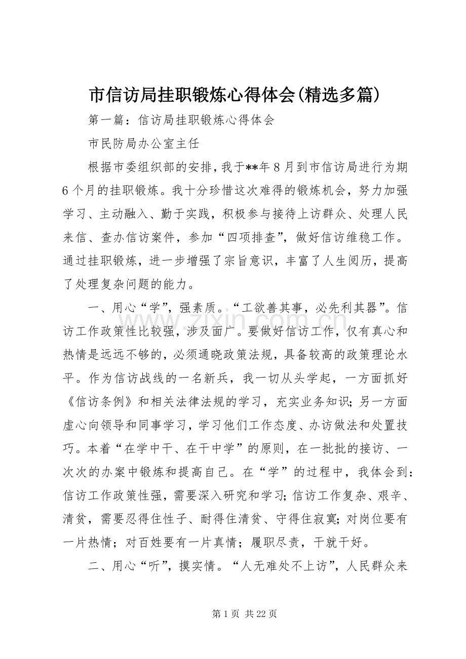 市信访局挂职锻炼心得体会(多篇).docx_第1页