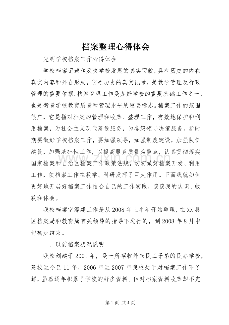 档案整理心得体会.docx_第1页