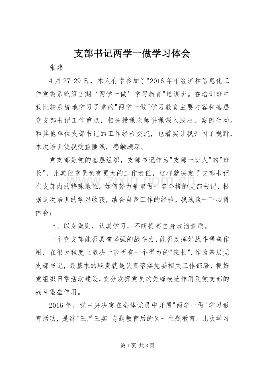 支部书记两学一做学习体会.docx_第1页