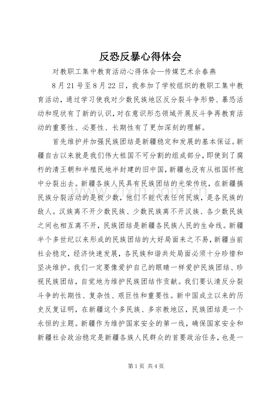 反恐反暴心得体会.docx_第1页