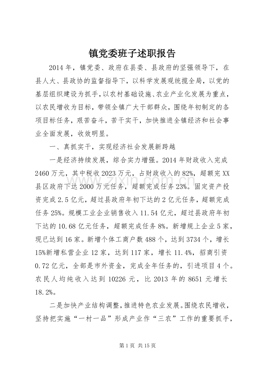 镇党委班子述职报告.docx_第1页