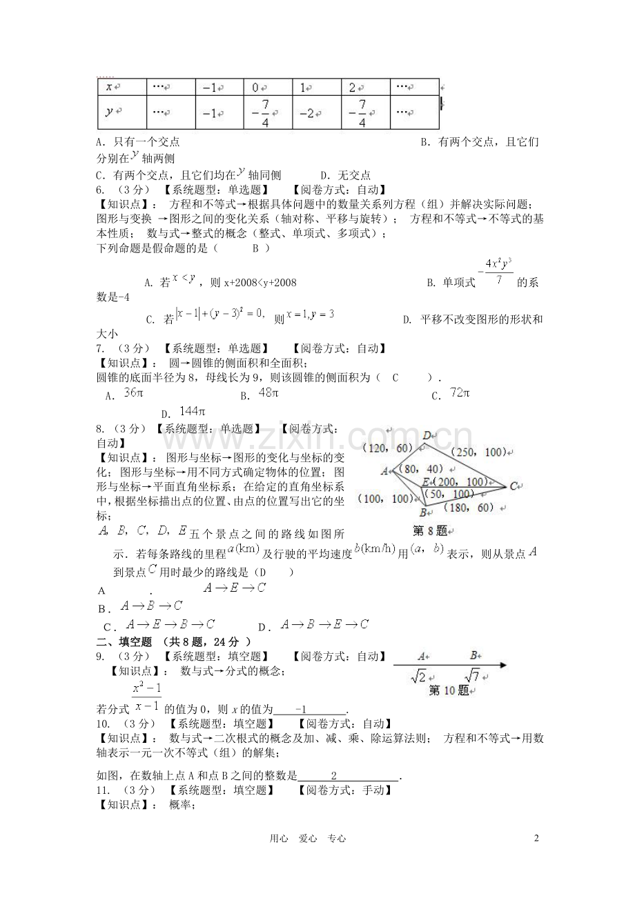 湖南省长沙市中考数学模拟试卷.doc_第2页