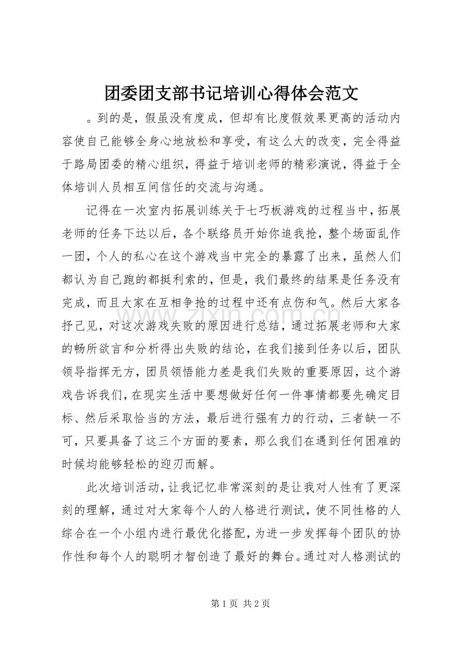 团委团支部书记培训心得体会范文.docx_第1页