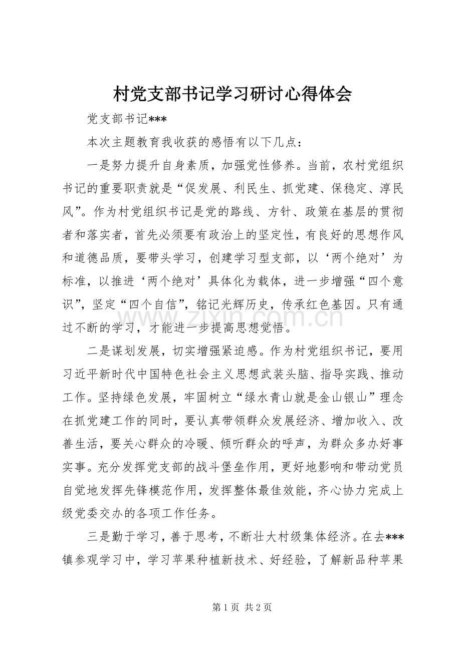 村党支部书记学习研讨心得体会.docx_第1页