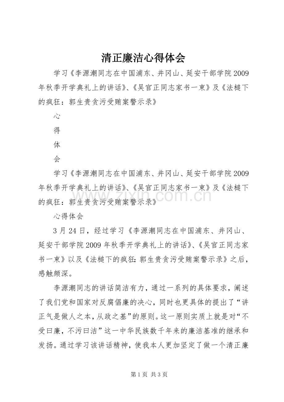 清正廉洁心得体会.docx_第1页