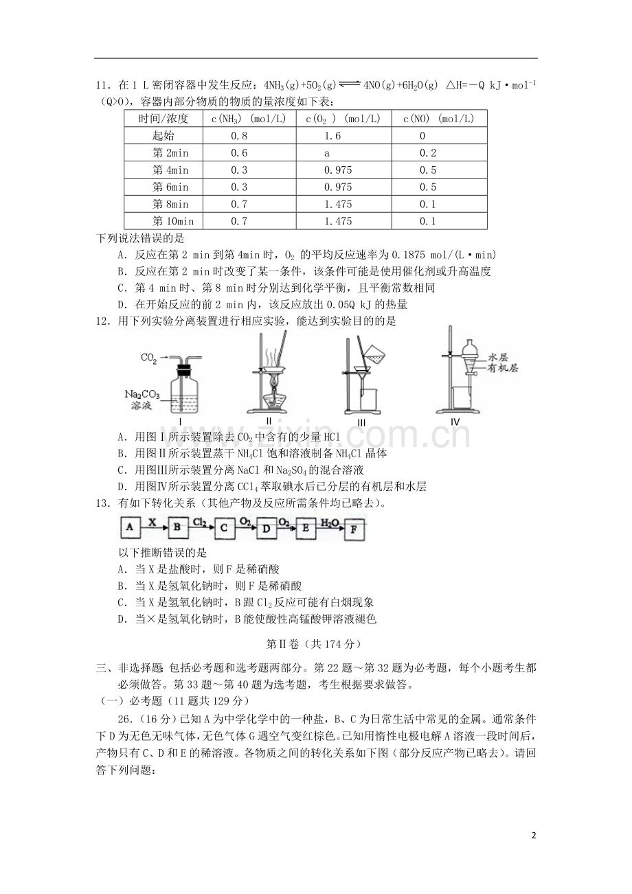 河北省唐山一中高三化学强化训练试题(三)新人教版.doc_第2页