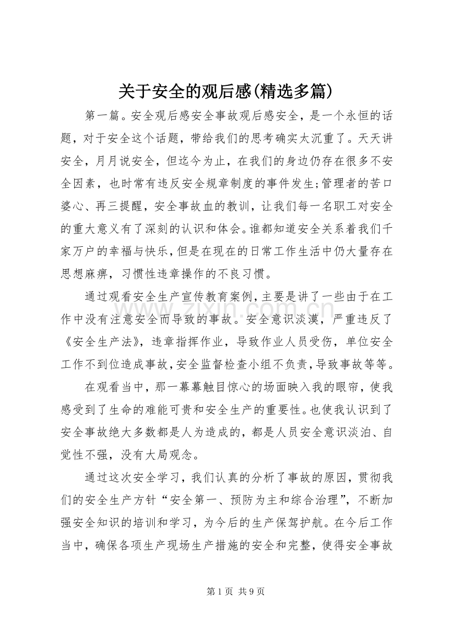 关于安全的观后感(多篇).docx_第1页