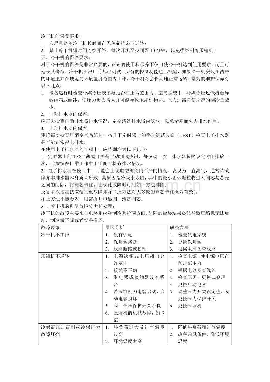 SLAD冷冻式压缩空气干燥机操作使用说明书.doc_第2页