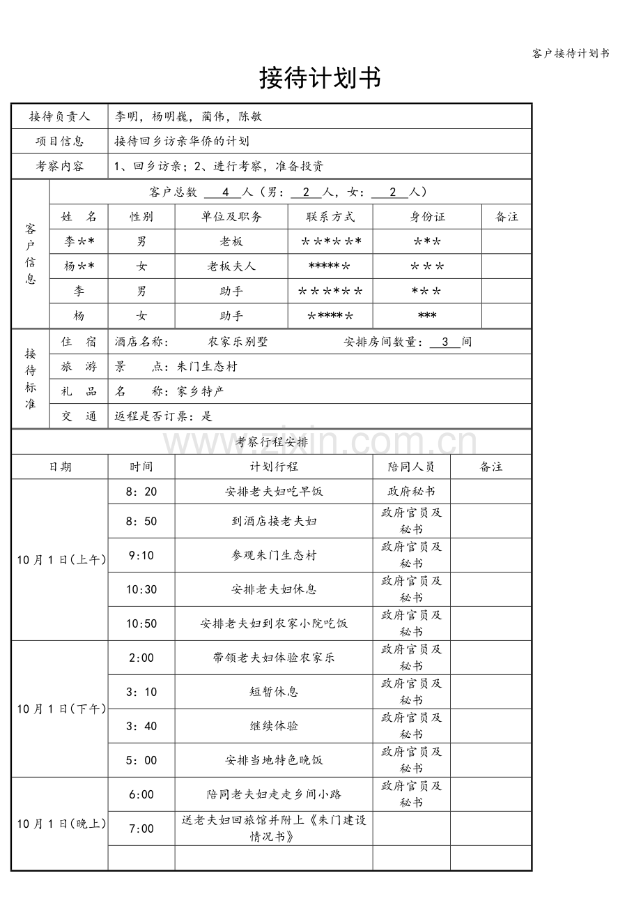 客户接待计划书.doc_第1页