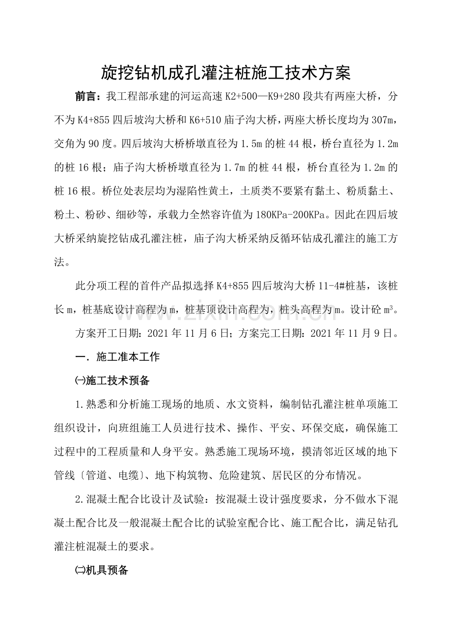 旋挖桩施工技术方案.docx_第1页