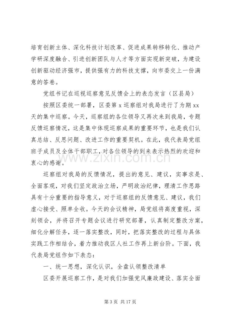 领导在巡视巡察意见反馈会上的表态发言汇编（5篇）.docx_第3页