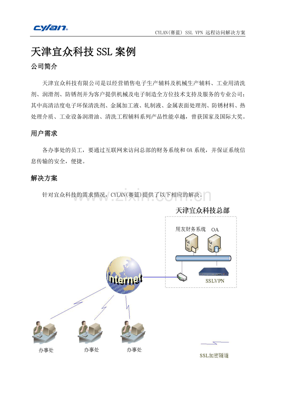 【解决方案】CYLAN-SSL-VPN远程访问解决方案.doc_第1页