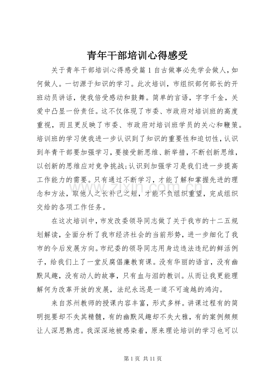 青年干部培训心得感受.docx_第1页