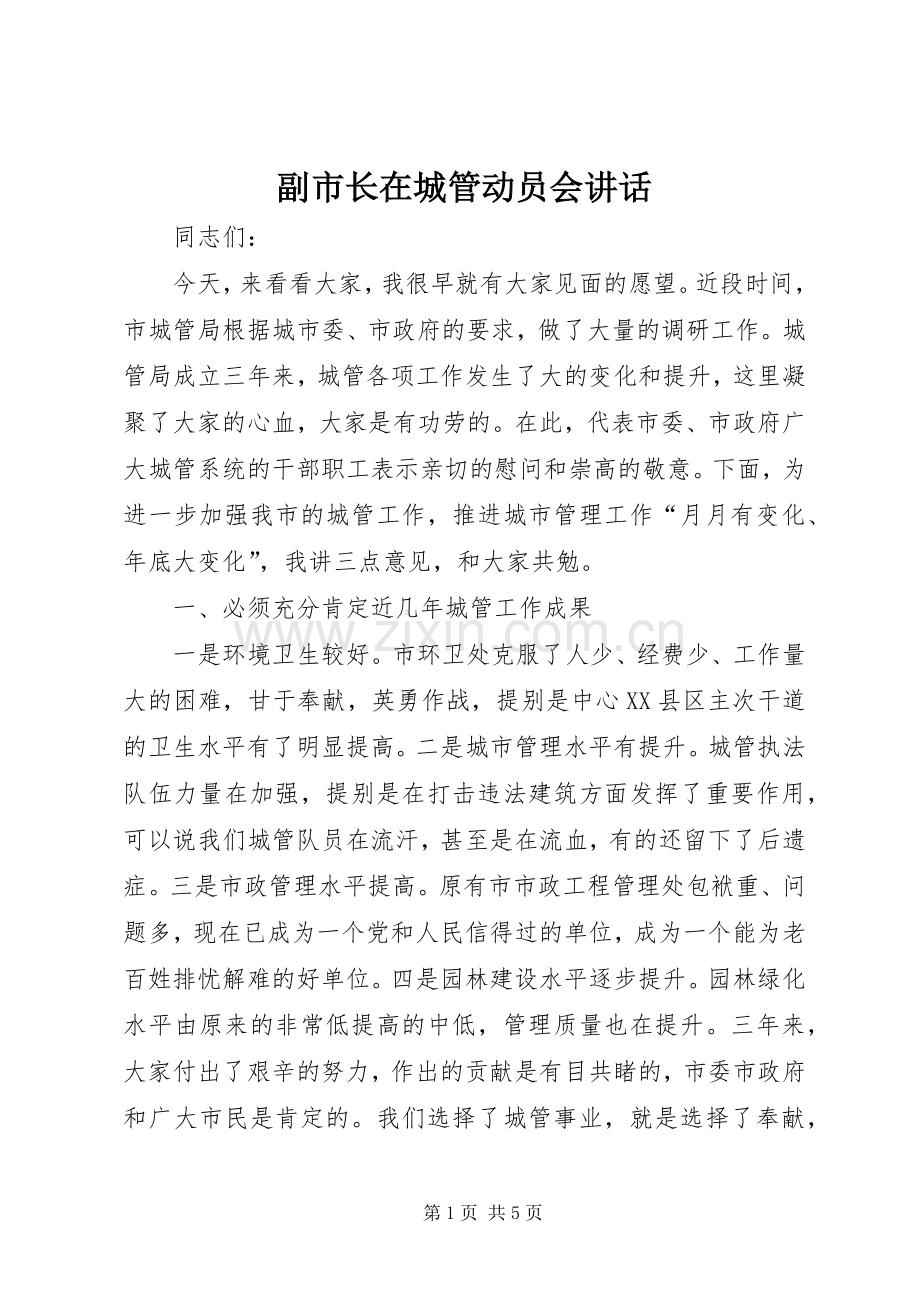 副市长在城管动员会讲话.docx_第1页