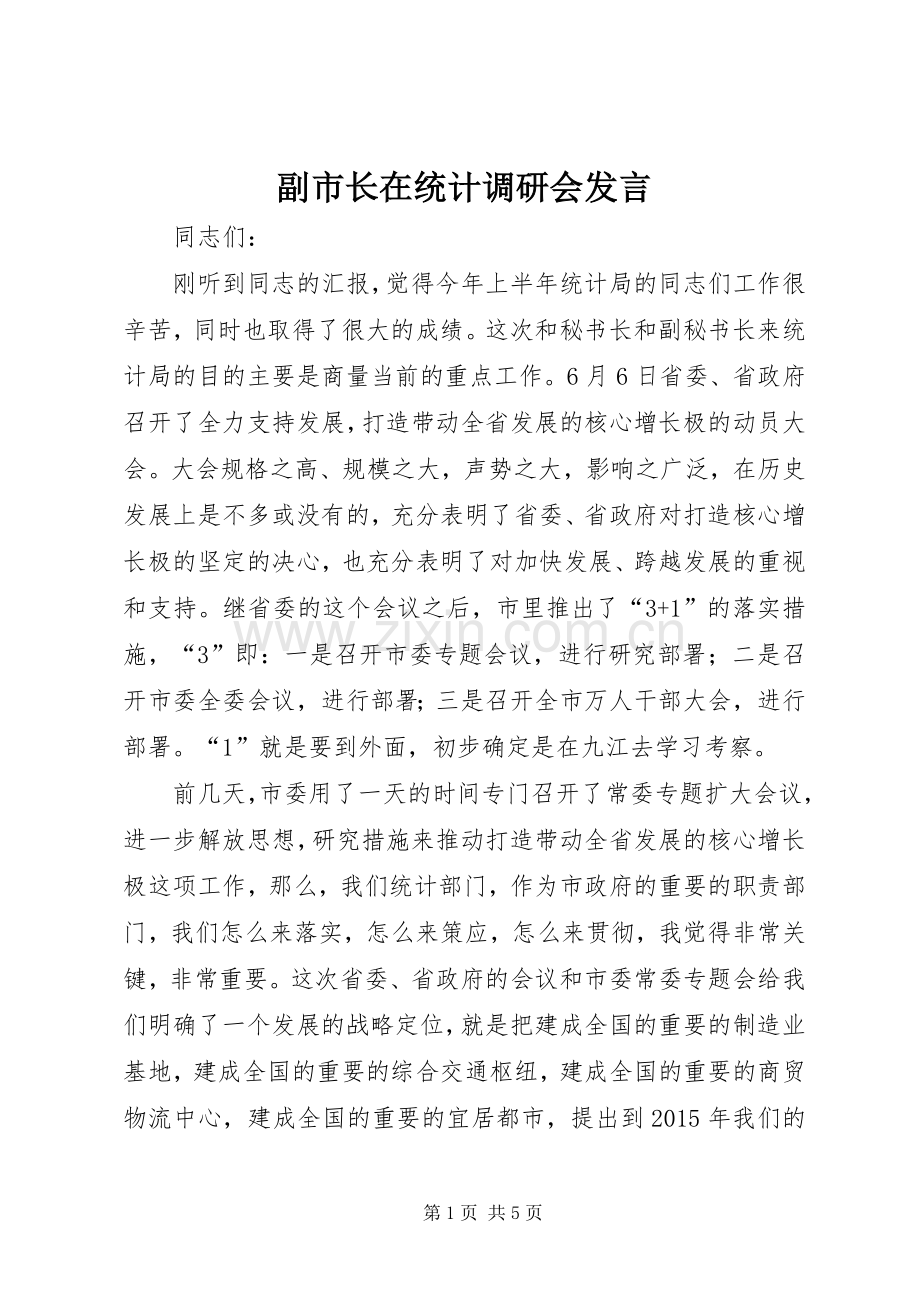 副市长在统计调研会发言.docx_第1页