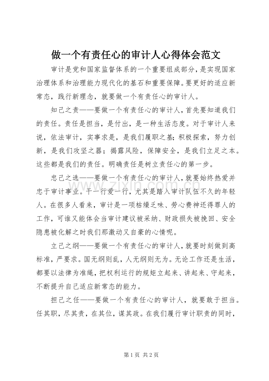 做一个有责任心的审计人心得体会范文.docx_第1页