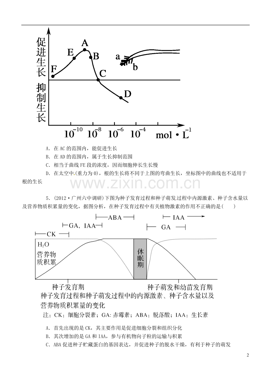 高中生物《第三章-植物的激素调节》专项测试题-新人教版必修3-.doc_第2页