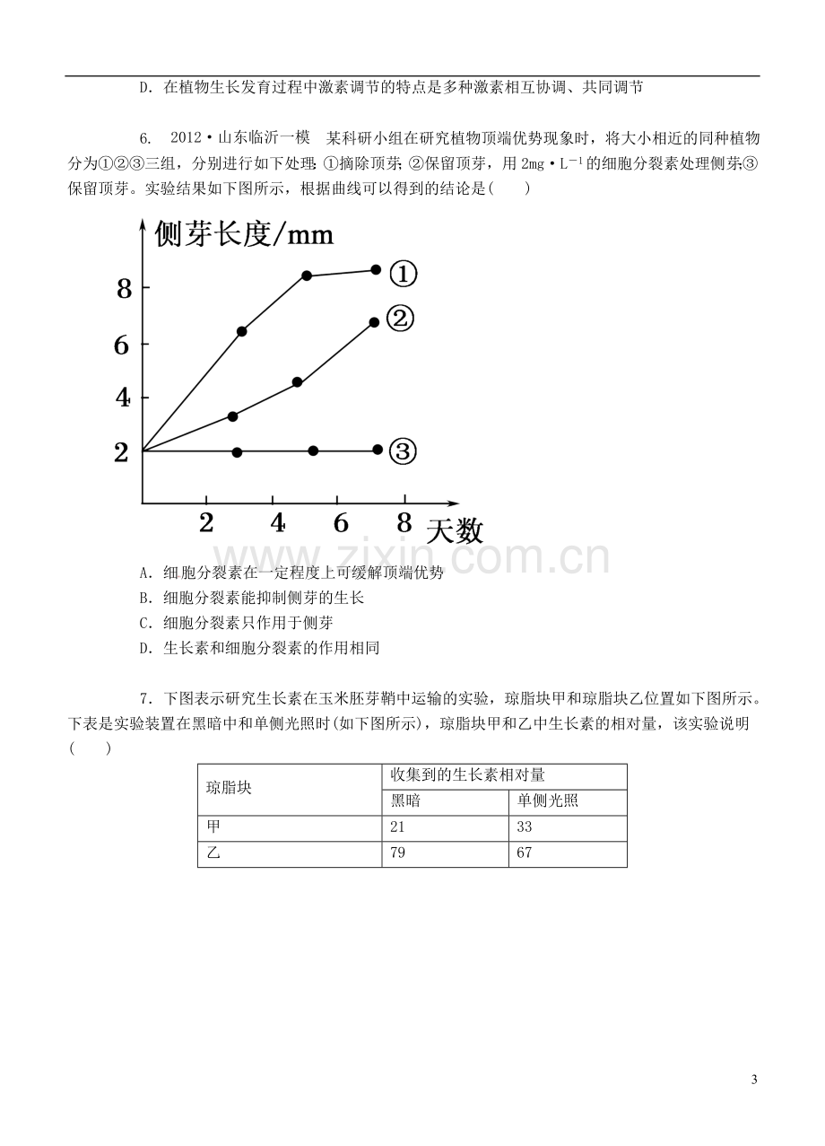 高中生物《第三章-植物的激素调节》专项测试题-新人教版必修3-.doc_第3页