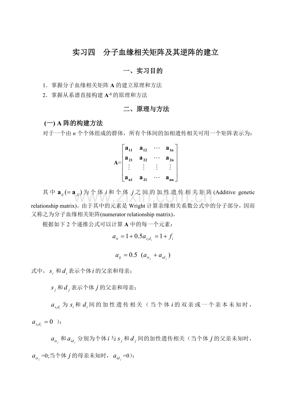 分子血缘相关矩阵及其逆阵的建立.doc_第1页