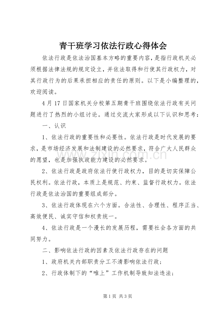 青干班学习依法行政心得体会.docx_第1页