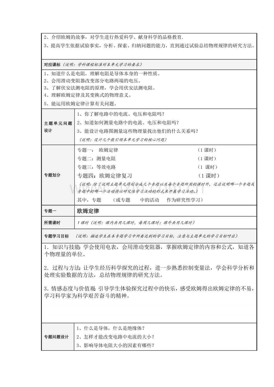 欧姆定律主题单元教学设计.doc_第3页