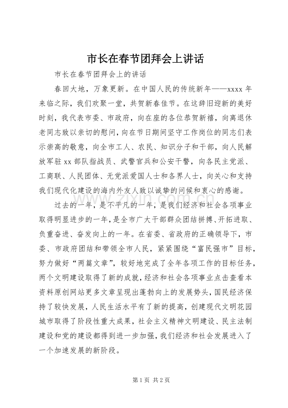 市长在春节团拜会上讲话.docx_第1页