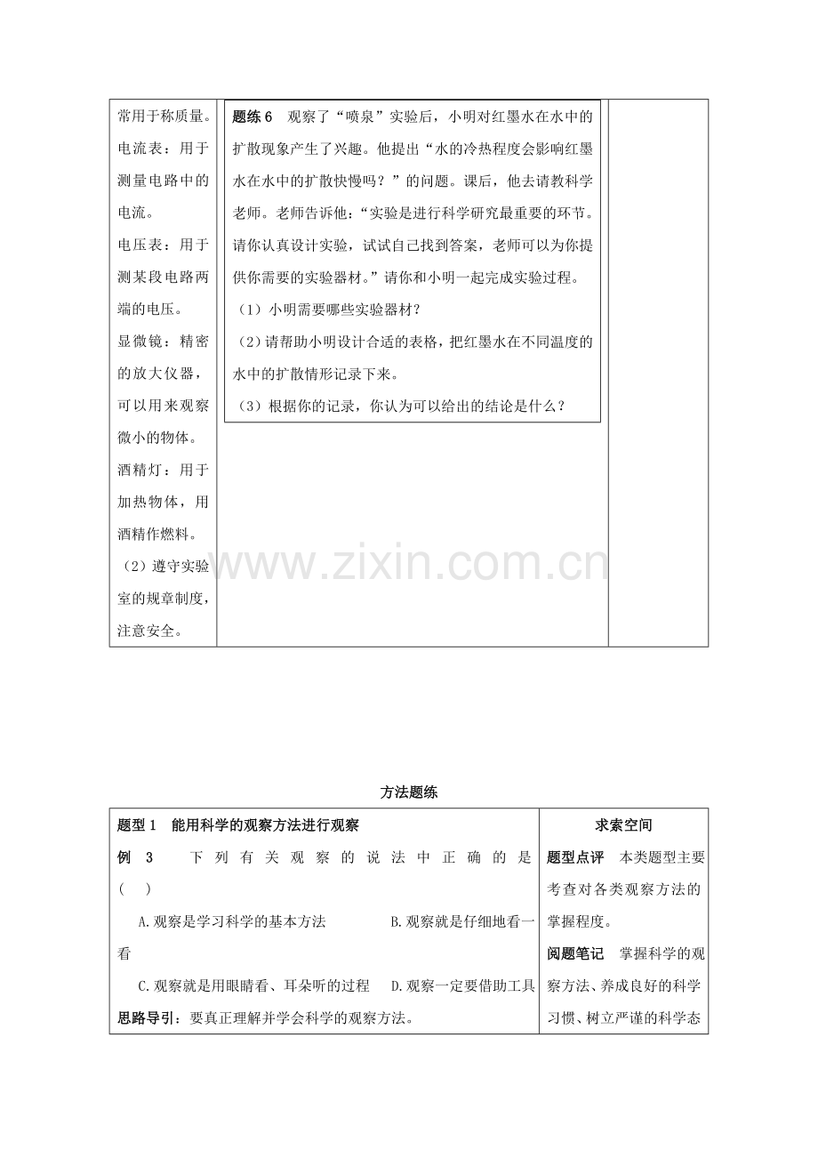 七年级科学上册《实验和观察》同步练习1-浙教版.doc_第3页