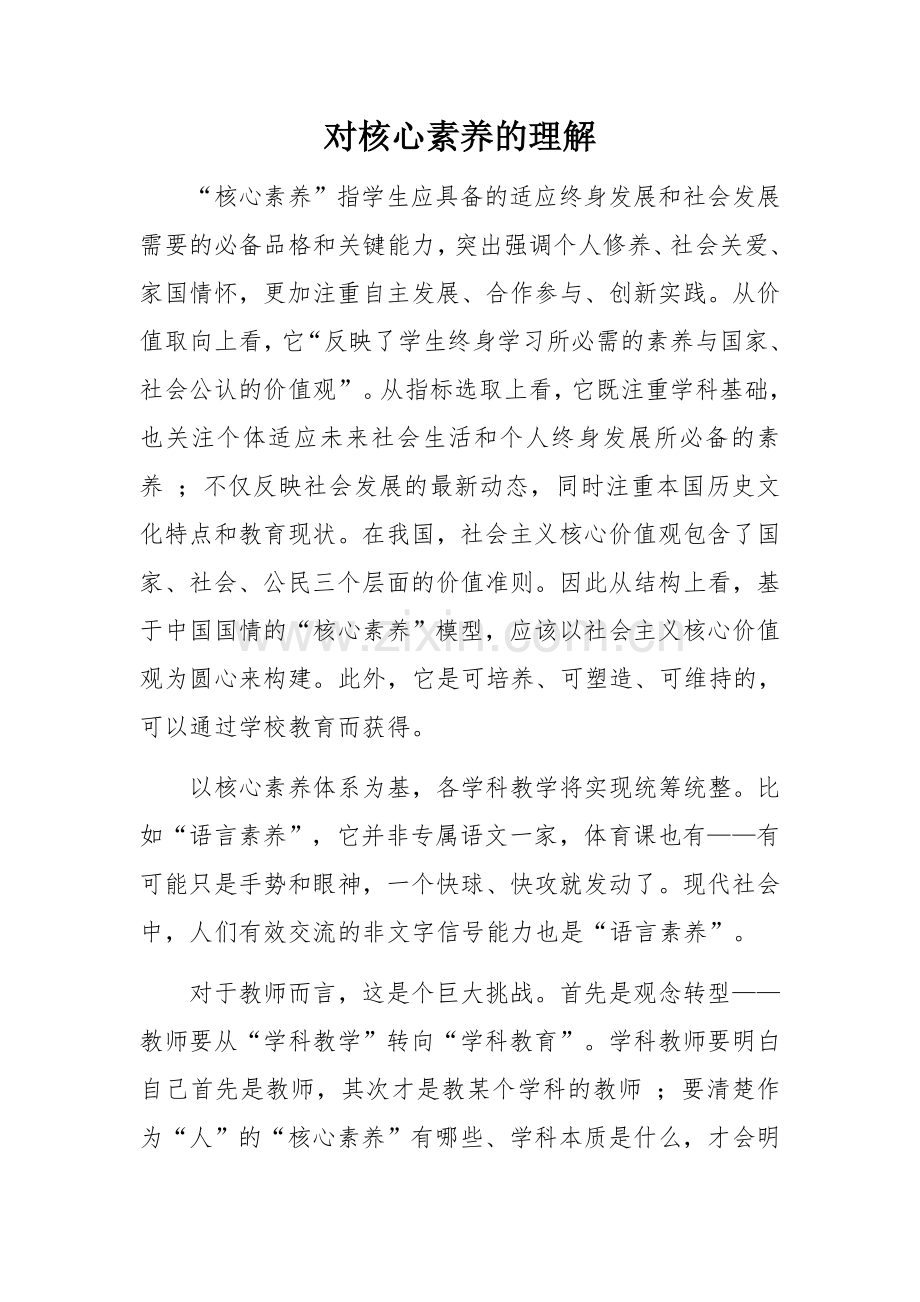 对核心素养的理解.docx_第1页