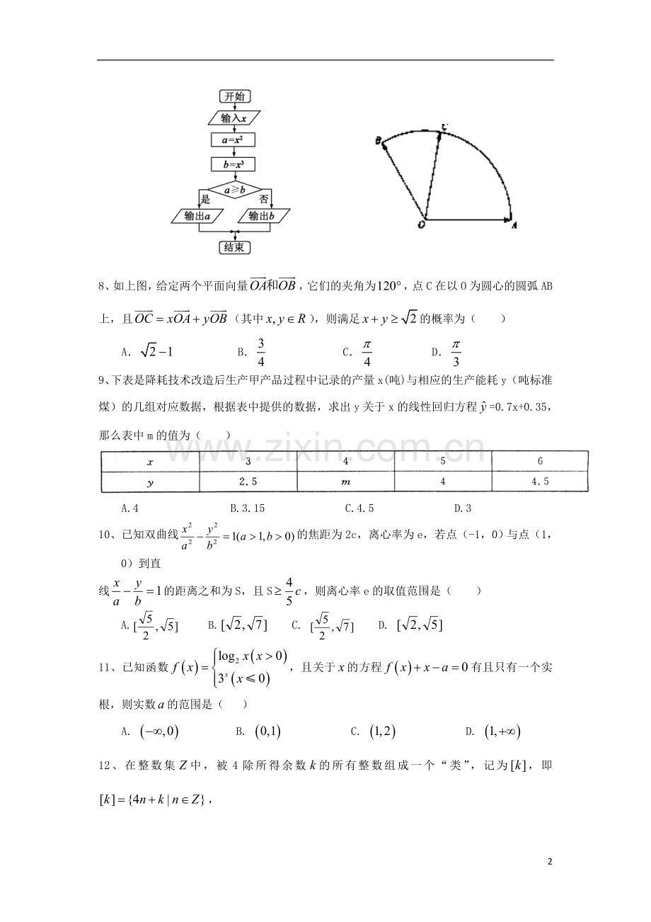 山大附中高三数学第一次模拟试题-理.doc_第2页