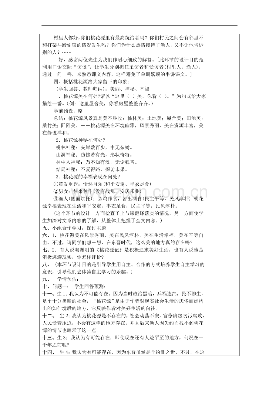 河南省洛阳市下峪镇八年级语文上册《桃花源记》第二课时教案-新人教版.doc_第2页