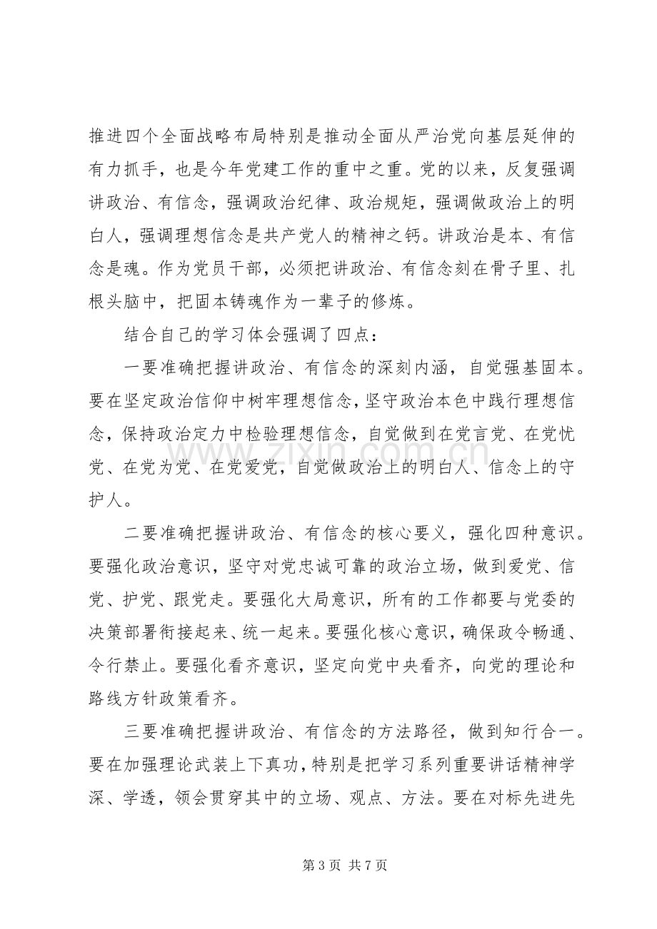 讲政治有信念做政治合格的明白人发言稿材料.docx_第3页