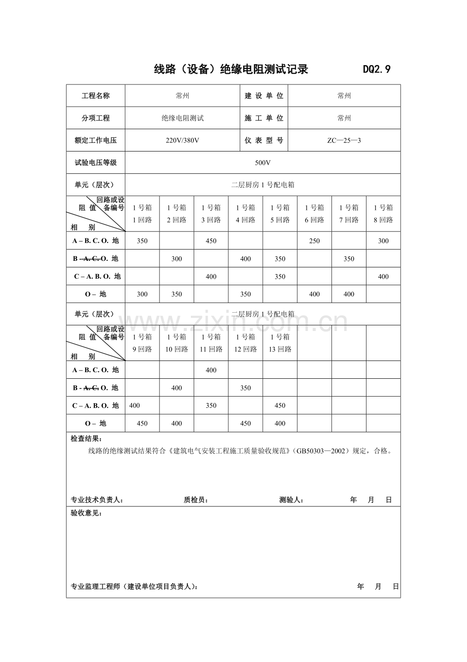 线路(设备)绝缘电阻测试记录__________DQ2.doc_第2页