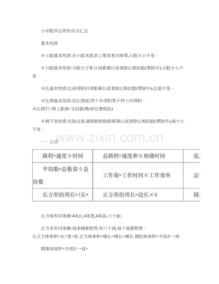 2022年小学数学必背知识点汇总汇总.doc_第1页