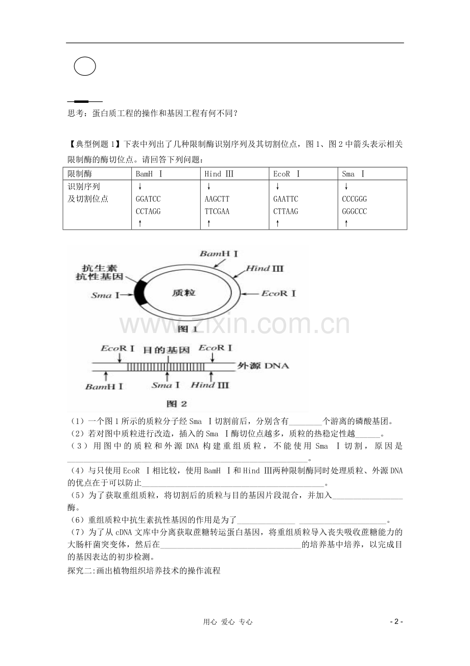 胶南一中高三生物二轮复习-专题15-基因工程和细胞工程导学案.doc_第2页