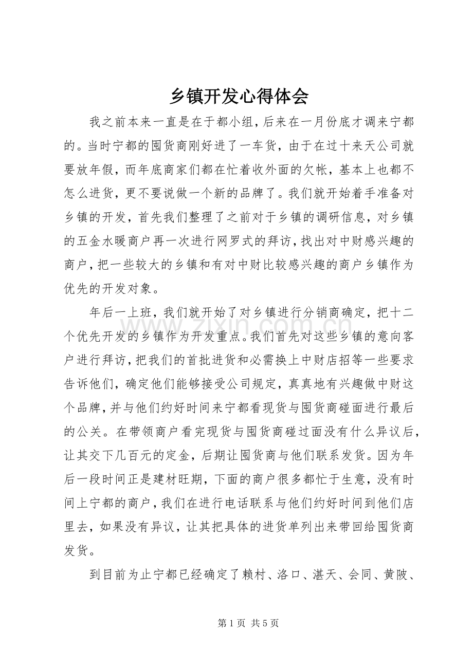 乡镇开发心得体会.docx_第1页