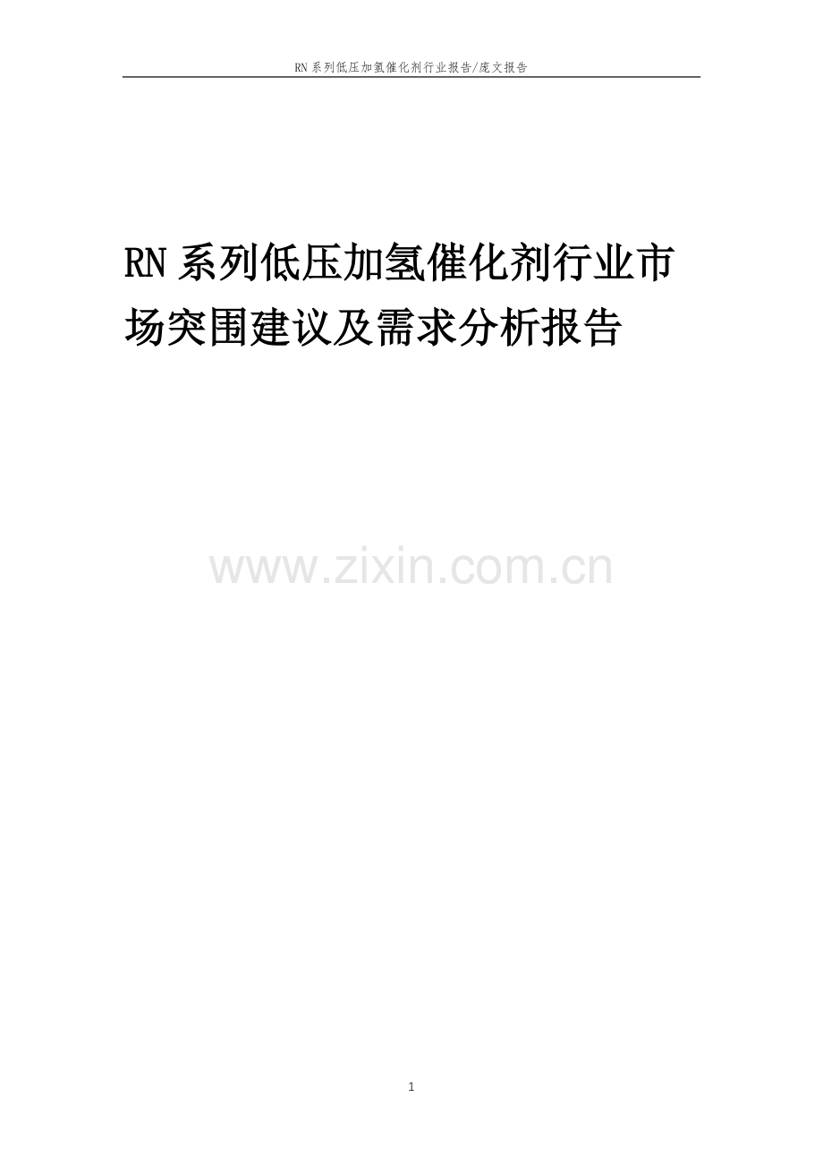 2023年RN系列低压加氢催化剂行业市场突围建议及需求分析报告.doc_第1页