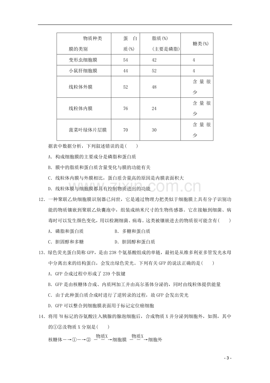 山东省2011-2012学年高中生物分子与细胞模块测试8-新人教版必修1.doc_第3页