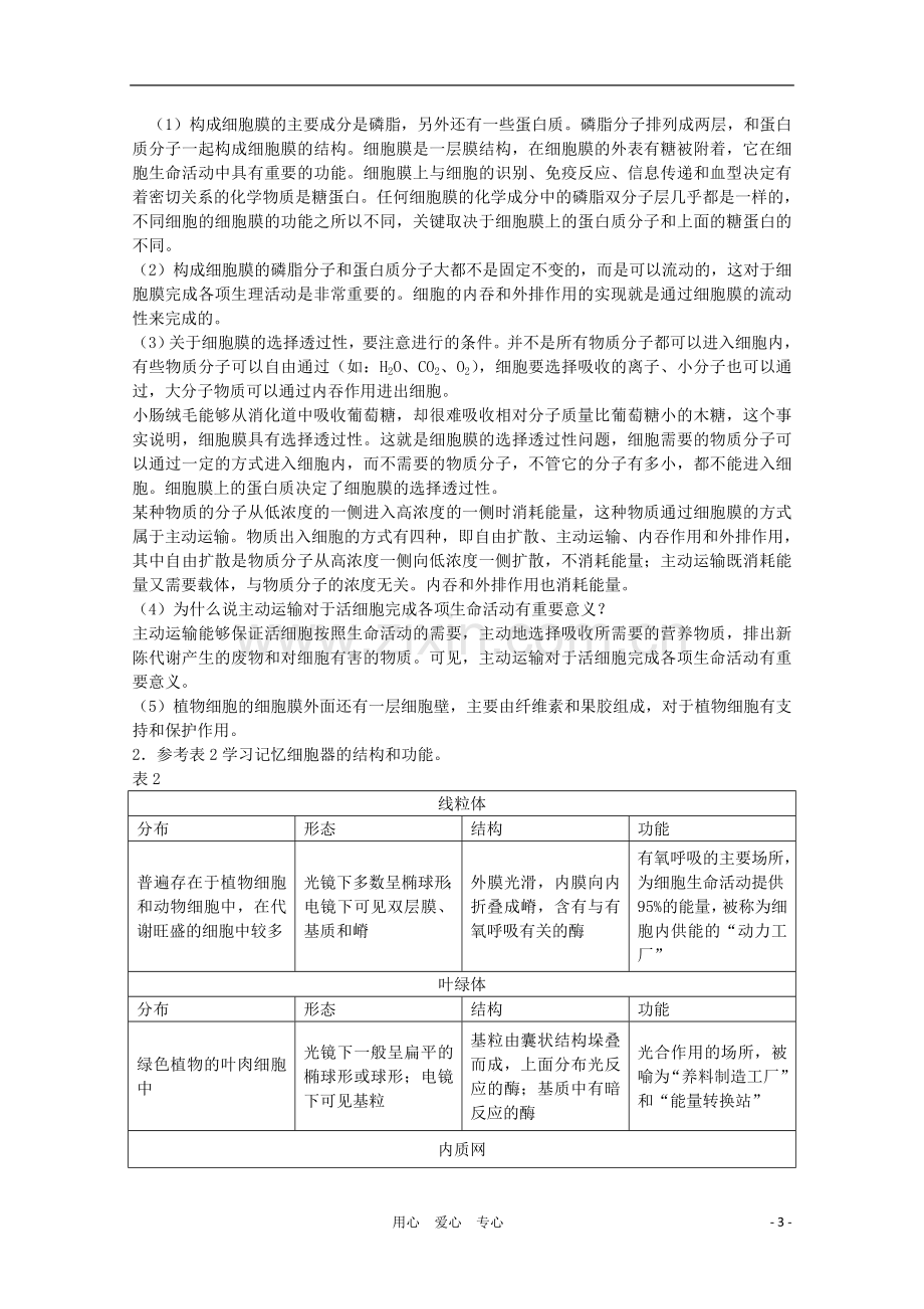 高三生物二轮复习-细胞膜、细胞质和细胞核的结构和功能教案-人教版.doc_第3页