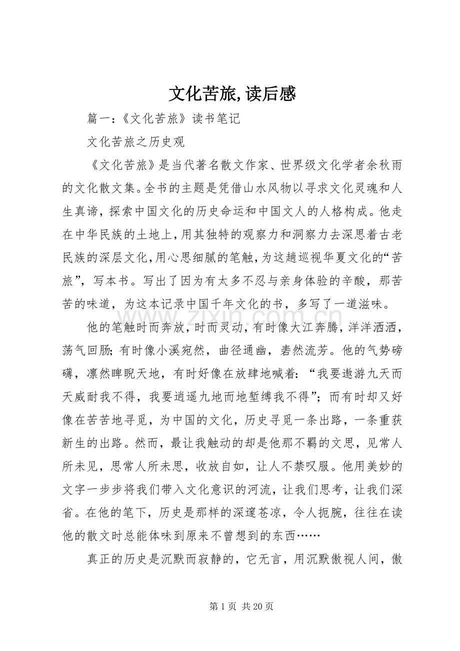 文化苦旅,读后感.docx_第1页