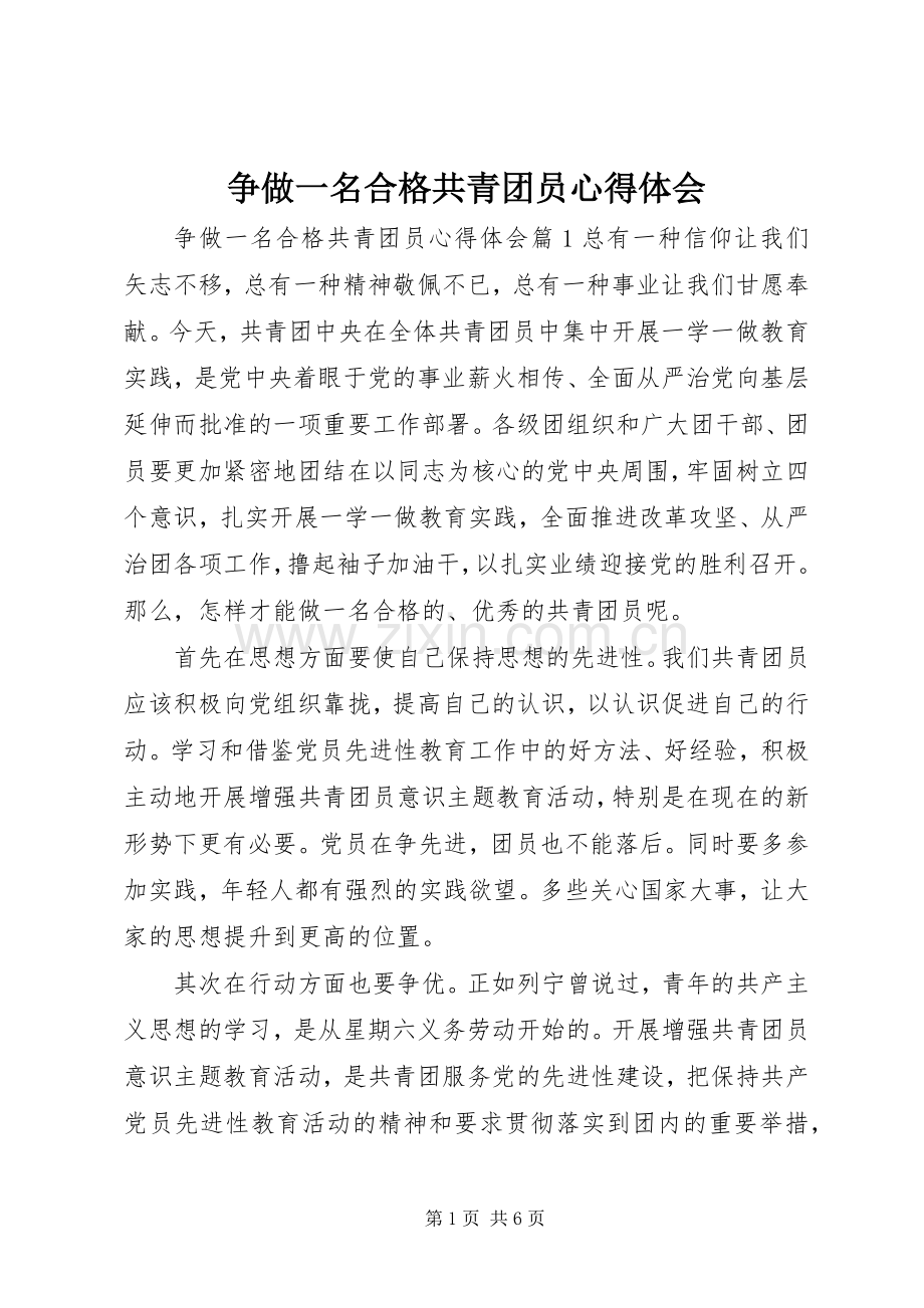 争做一名合格共青团员心得体会.docx_第1页