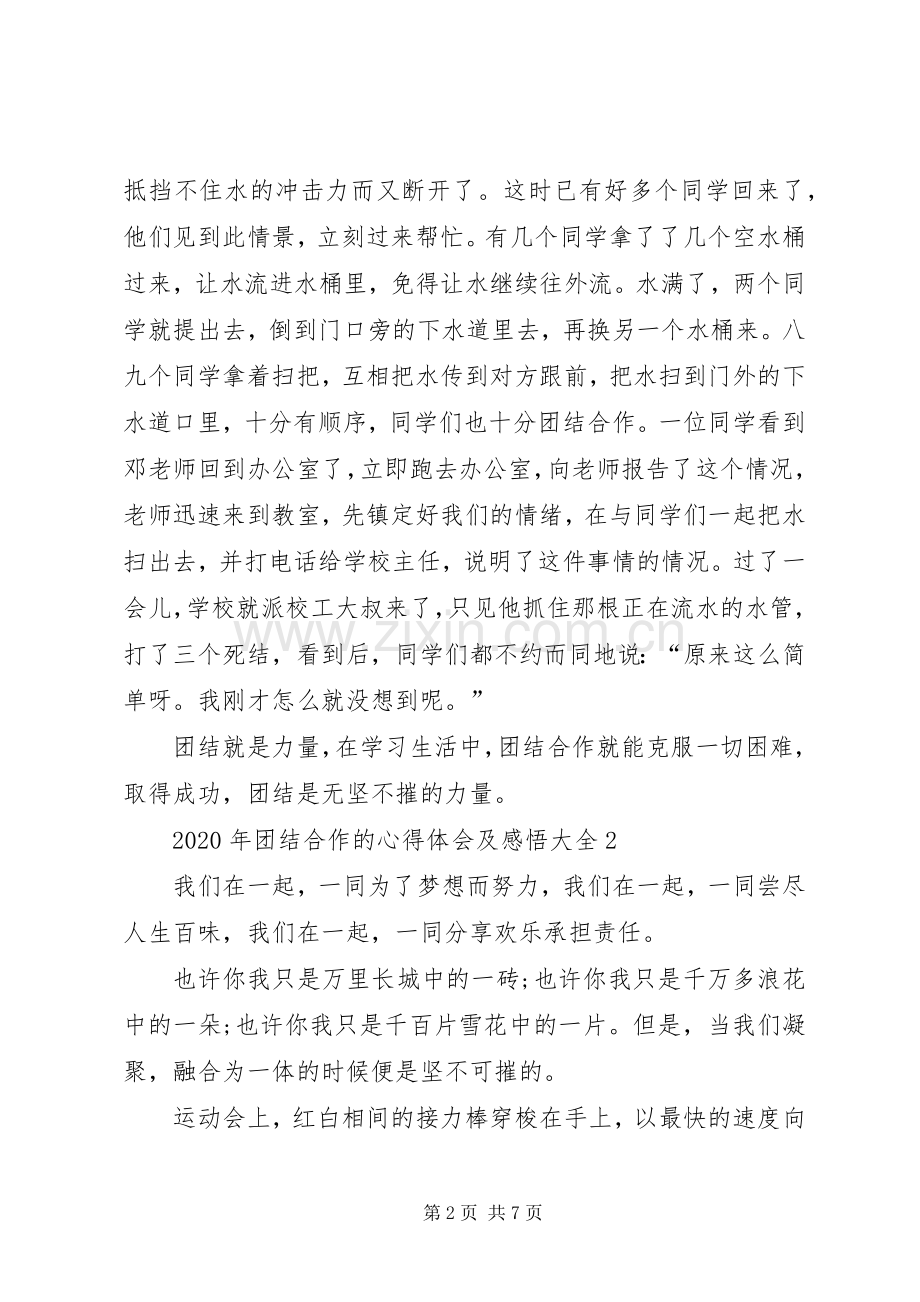 XX年团结合作的心得体会及感悟多篇.docx_第2页