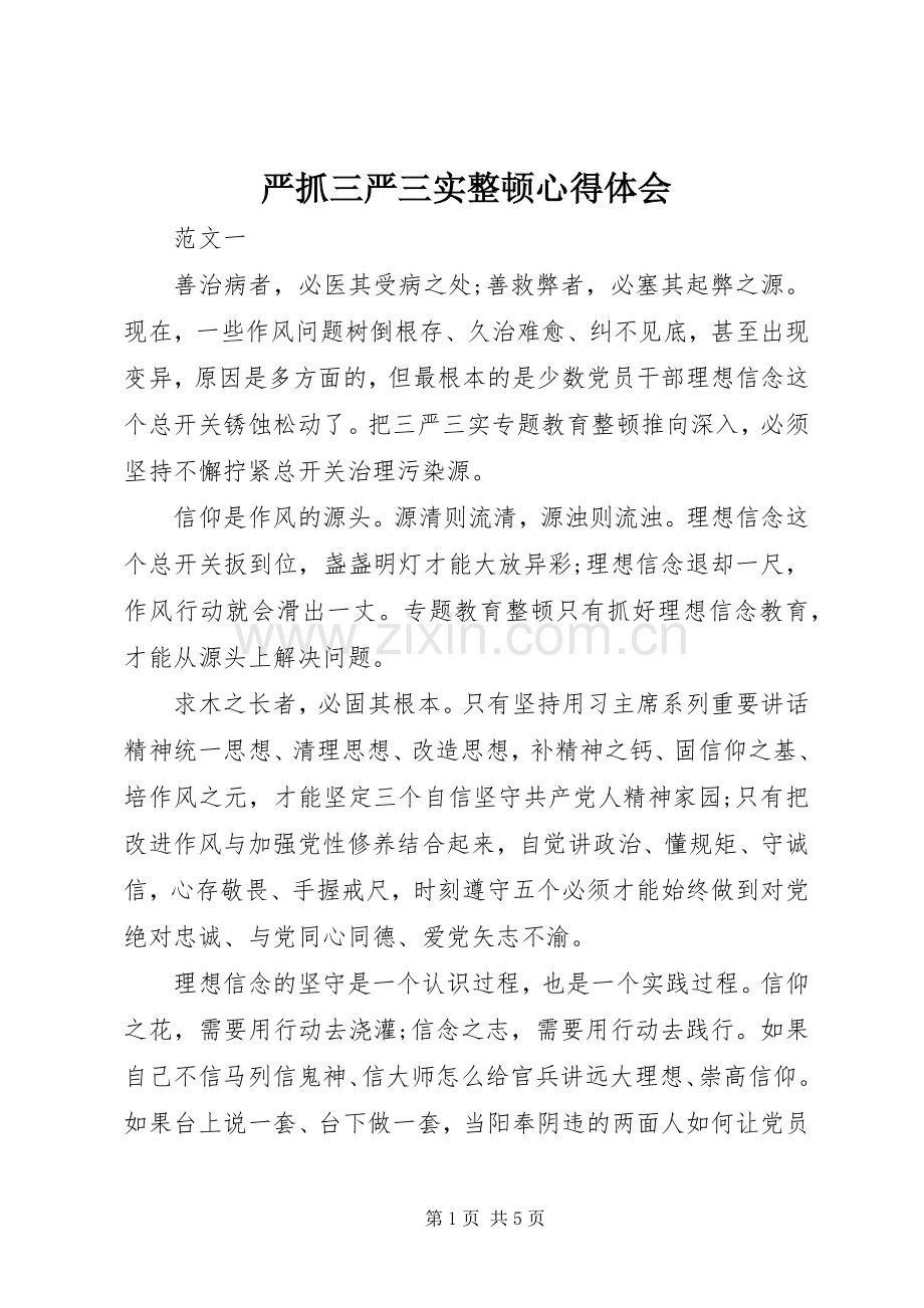 严抓三严三实整顿心得体会.docx_第1页