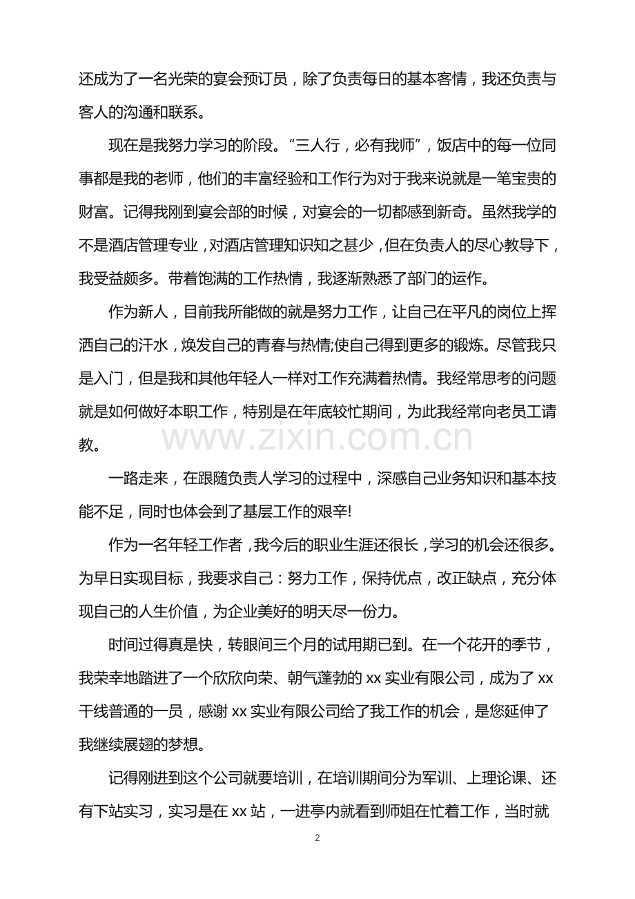 2022年公司员工的试用期工作总结.doc_第2页