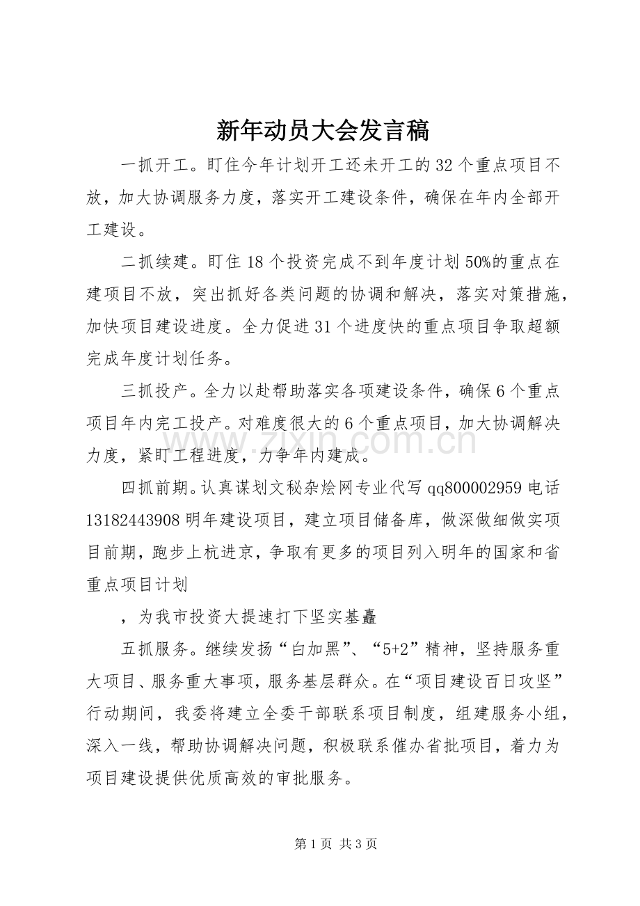 新年动员大会发言稿.docx_第1页