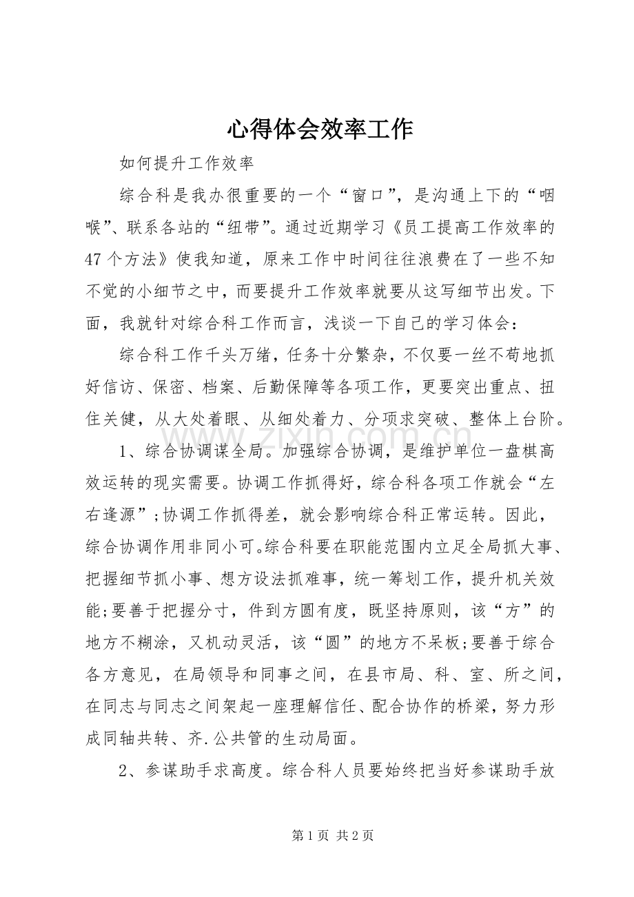 心得体会效率工作.docx_第1页